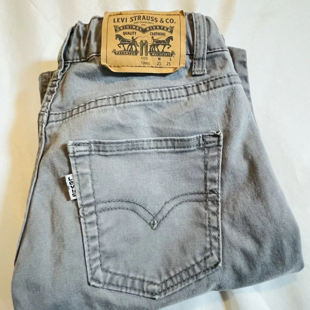 LEVI'S 514 Straight Leg Gray Denim Jeans Boy's Size 10 Reg W25 x L25 - Picture 11 of 11